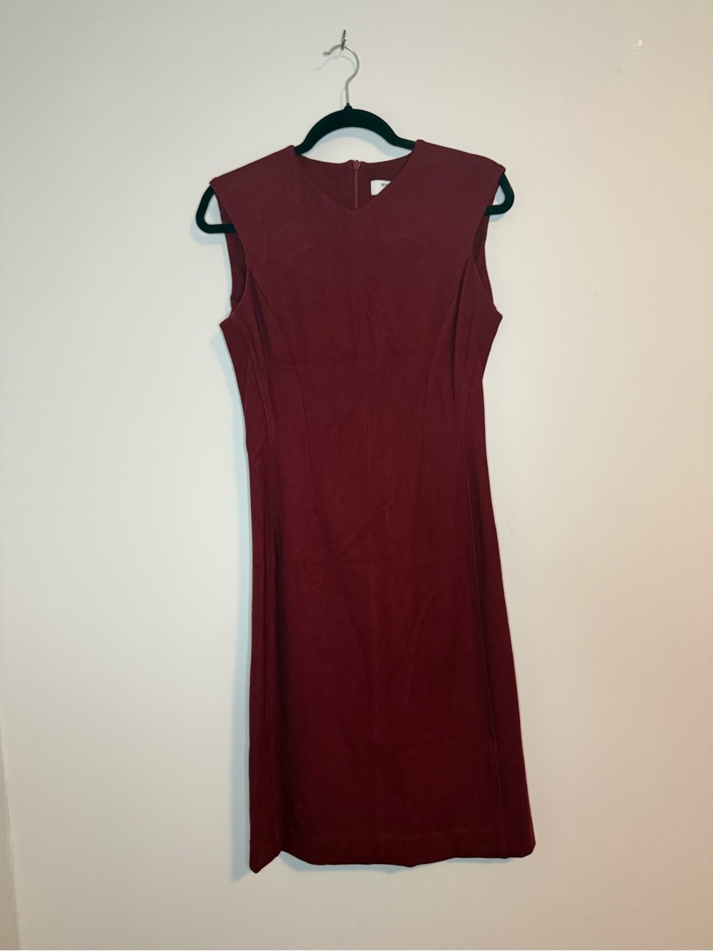 MM lafleur The Maggie Sleeveless Midi Sheath Dress in Deep Burgundy size 8